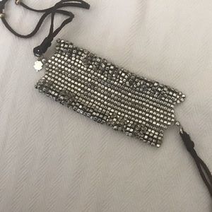 Lucky Brand Silver Bracelet, Leather Ties